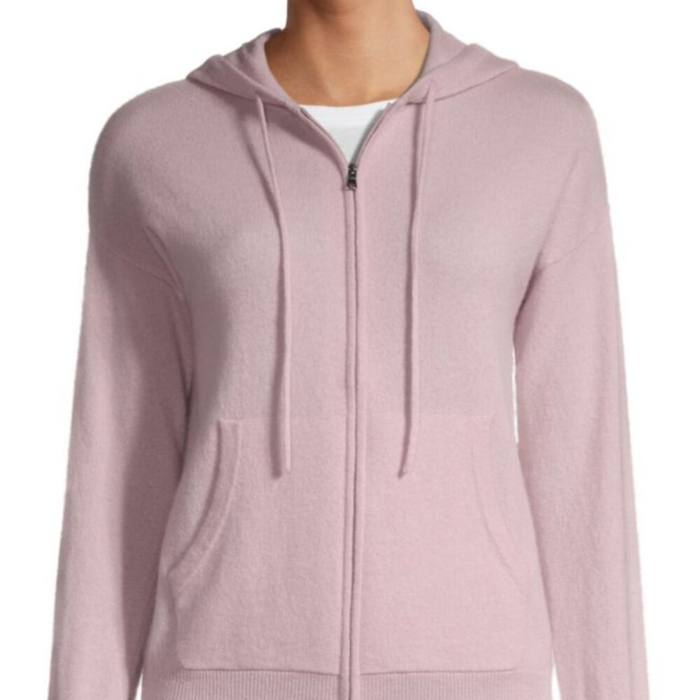 Amicable 100% Cashmere Women’s Full Zip Hoodie, Pink, Size M